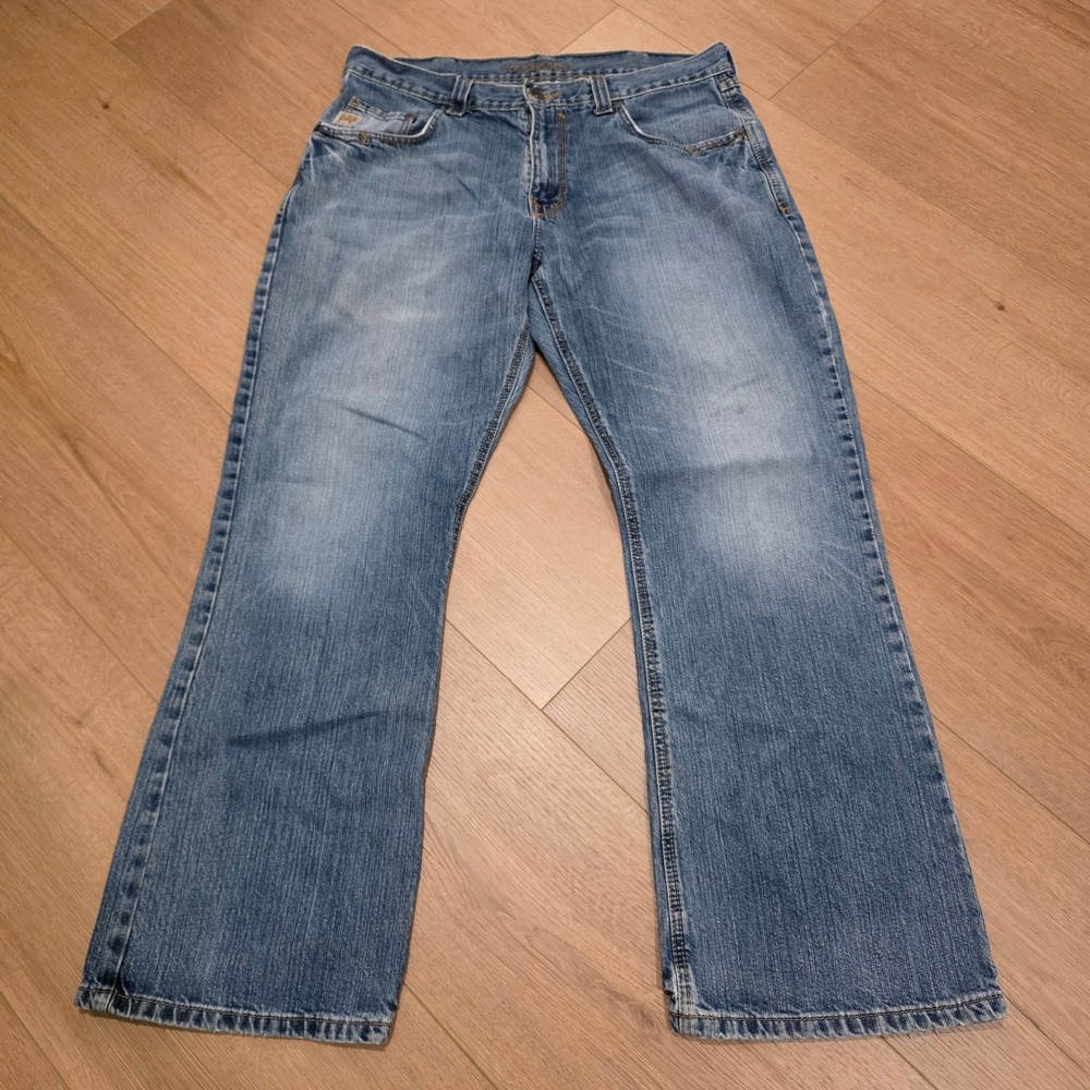 Cinch Carter Mens Jeans 36x32 Medium Wash Relaxed Bootcut Denim Faded Distressed